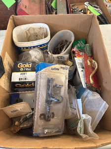 lot 311 image: Garage Box With Hardware, Hooks, and Misc