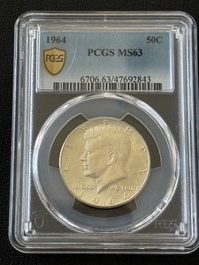 lot 5 image: 1964 Kennedy Half Dollar PCGS MS63