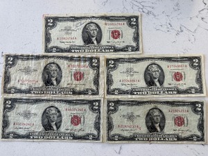 lot 65 image: Red Seal $2 Dollar Notes