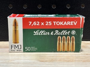 lot 11 image: Sellier & Bellot 7.62 x 25 Full Metal Jacket 50 Rounds
