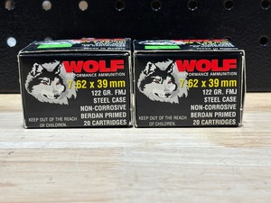 lot 34 image: Wolf 7.62 x 39 Full Metal Jacket 50 Rounds