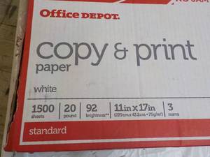 lot 46 image: Office Depot 1500 Sheets 11 x 17 w...