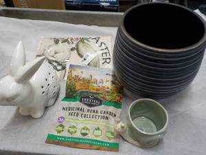 lot 210 image: Planters, Bunny and Herb Garden See...