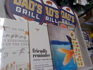 lot 216 image: Canvas, Wood and Metal Signs...