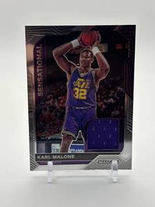 lot 128 image: 2020-21 Panini Prizm - Sensational Swatches Karl Malone Game Worn Jersey Card Utah Jazz