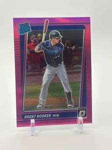 lot 379 image: 2021 Panini Donruss Optic - Rated Rookie Brent Rooker #68 Pink Prizm Rookie Card Minnesota Twins
