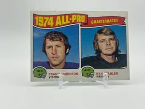 lot 409 image: 1975 Topps - 1974 All-Pro Fran Tarkenton, Ken Stabler #208 Minnesota Vikings