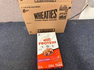 lot 131 image: 6 Boxes of Wheaties Protein Maple Almond Cereal