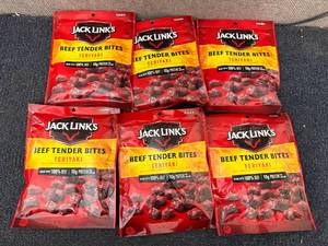 lot 187 image: 6 Bags of Jack Links Teriyaki Deef Tender Bites