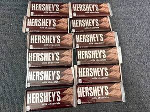 lot 190 image: 12 Hershey Milk Chocolate Bars
