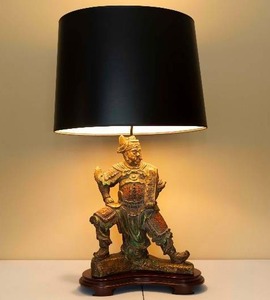 lot 7 image: Vintage Brass Oriental Warrior Table Lamp