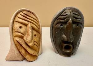 lot 26 image: Soapstone Native Face Carvings