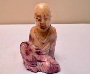 lot 27 image: Vintage Stone Carved Buddha Sitting