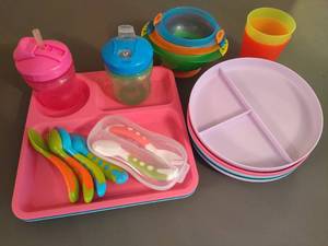 lot 55 image: Assorted Toddler Dishes and Sippy Cups