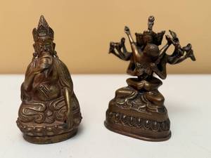 lot 15 image: Vintage Tibetan Buddhist BronzeBrass Figurines