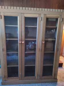 lot 161 image: MCM Solid Wood Three-Door Cabinet