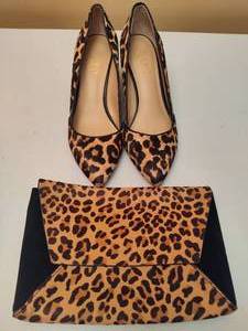 lot 200 image: Franco Sarto Wedge Heels (Size 8) & Matching Clutch
