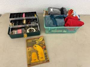 lot 70 image: Tackle Box & Contents, Circuit Breaker Finder & Gun Bags