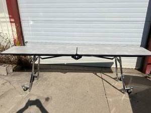 lot 14 image: MSRP $800 SICO Pacer Mobile Folding Conference Room Table - Ergonomically Designed, Durable, Fold and Roll Motion Setup - Great Condition