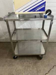 lot 18 image: Lakeside Manufacturing Inc. 311 Stainless Steel 3-Shelf Imperial Cart - 700lbs Weight Capacity - In Good Condition