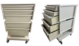 lot 20 image: MSRP $1800 High Quality Herman Miller Milcare Multi-Drawer Modular Storage Workstation Mobile Cart  Durable Build with Modular Components & Easy Clean Surfaces  Great for Office, Lab, or Healthcare Use  Excellent Condition