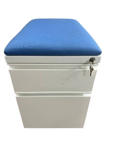 lot 25 image: MSRP $1500&nbspHIGH QUALITY HERMAN MILLER Mobile Pedestal Combination Pillow Top Seating 2-Drawer Filing Cabinet&nbspSupports Collaboration in Open Spaces, Flexible Space Saving Tucks Under Desk&nbspLocking WKey - Excellent Condition