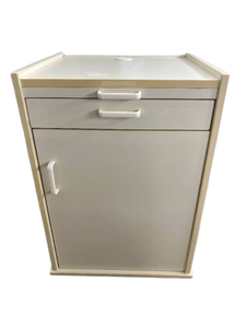 lot 28 image: Medical Hospital Mobile 2 Drawer Nightstand Bedside Cabinet - Store Patient Essentials, Laminate Top Work Surface - Great Condition