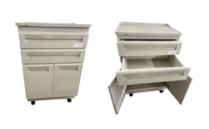 lot 29 image: Midmark 6061-001-216 Synthesis Treatment Mobile 2 Door Cabinet - No-Tip Base, Full Extension Drawers -Minor Wear & Tear - 1 Wheel Is Wonky