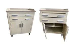 lot 30 image: Abco&nbspRetro Cool MCM White Metal Examination Room 2-Drawer Cabinet - Great Condition