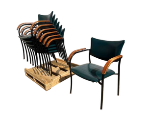 lot 32 image: Retro Late Mid Mod Fun Lot Of 7 1993 Ditto Sales Guest Seating Chairs - Padded Cushions, Firm Back Support with Armrests, Ergonomic to Reduce Discomfort - Great Condition