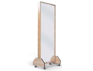 MSRP $600 NEW Hausmann Industries Portable Single Mirror With Oak Finish Laminate - High Quality, Full View, Distortion-Free Glass - Opened Box To Make Sure Mirror Was Intact &amp; It Is! 24" x 18" x 70"