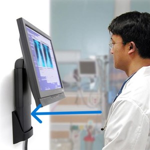 lot 12 image: MSRP $150 NEW Ergotron&nbsp60-577-195 NeoFlex Wallmount Lift and NEW UT-0001-13 4-Hook Quad Hooks for Cable Management (Monitor Not Included)
