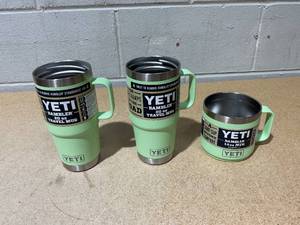 lot 226 image: LOT OF 3 Yeti Tumbler Key Lime Green