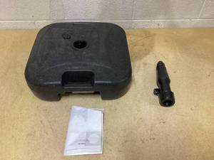 lot 455 image: 66 lbs. Fillable Round Patio Umbrella Base in Black for 1.5 in. to 1.9 in. Pole Free Standing Market Umbrella Stand