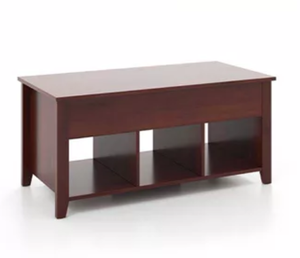lot 52 image: Costway Lift Top Coffee Table w Hidden Compartment and Storage Shelves Modern Furniture Brown