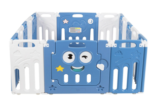 lot 54 image: Costway 16-Panel Foldable Baby Playpen Kids Activity Centre BlueWhite