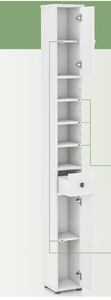lot 60 image: Tangkula Tall Slim Bathroom Storage Cabinet, 71 Freestanding Bathroom Cabinet w 2 Doors, 1 Drawer & 5 Adjustable Shelves, Floor Narrow Tower Cabinet for Small Spaces, 8 x 8 x 71 (White)