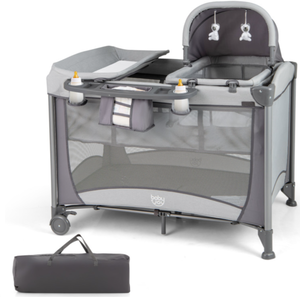 lot 65 image: Costway 5-in-1 Portable Baby Playard with Changing Table and Storage Basket