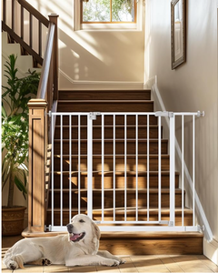 lot 121 image: InnoTruth Baby Gate for Stairs 28.9-42.1 Wide, 30 Tall Easy Step Walk Through Expandable Dual Lock Dog Gates for The House, Metal Pressure Mounted Easy Install Pet Gate for Dogs, White