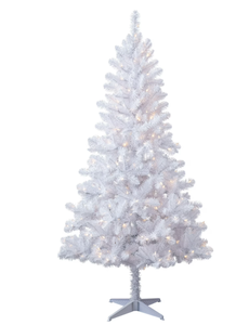 lot 124 image: Holiday Time 6.5 Pre-Lit White Madison Pine Artificial Christmas Tree, Color-Changing LED Lights
