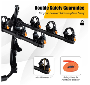 lot 139 image: GYMAX Bike Rack, Trunk Mounted 3 Bike Hitch Rack with 2 Receiver & Double Safety Guarantee, Folding Heavy Duty Adjustable Bicycle Rack for Cars, Trucks and Minivans