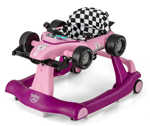 lot 141 image: BABY JOY 4-in-1 Baby Walker, Foldable Activity Walker with Adjustable Height, Toddler Push Walker, Baby Walker with Wheels