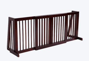 lot 142 image: Costway Folding Adjustable 3 Panel Wood Pet Dog Slide Gate Safety Fence