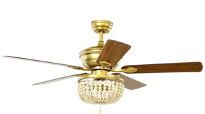 lot 312 image: Costway 52 Inch Retro Ceiling Fan Light with Reversible Blades Remote Control-Golden