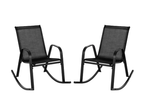 lot 317 image: Costway Set of 2 Metal Patio Rocking Chair with Breathable Seat Fabric