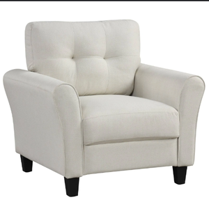lot 262 image: Costway Modern Upholstered Accent Chair with Rubber Wood Legs
