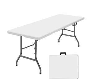 lot 278 image: Leumius 6 Foot Folding Table,Indoor Outdoor Folding Table,White