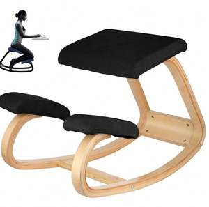 lot 290 image: Wooden Ergonomic Kneeling Chair Memory Seat Duty Better Posture Kneeling Stool Office Chair Home For Body Shaping Relieveing Stress Meditation Desk Computer Kneeling Stool Chair