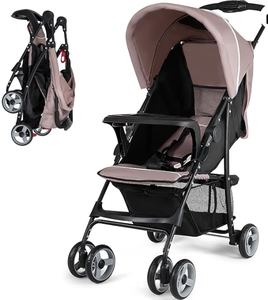 lot 37 image: Baby Joy Lightweight Stroller, Compact Toddler Travel Stroller for Airplane, Infant Stroller wAdjustable BackrestFootrestCanopy, 5-Point Harness, Storage Basket, Easy One-Hand Fold, Coffee