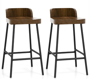 lot 76 image: Giantex 24.5 Bar Stool, Counter Height Bar Stools with Low Back & Footrest